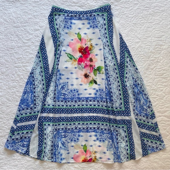 πΊ Aratta, Silent Journey Sacred Geometry Watercolor Floral Skirt - Picture 2 of 16